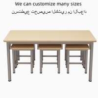 Mobilier scolaire, table rectangulaire en acier et bois avec tabourets suspendus, économique, convient à plusieurs personnes