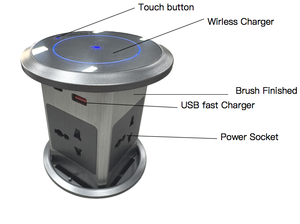 Thông minh điều khiển cảm ứng <span class=keywords><strong>pop</strong></span>-up Ổ cắm điện với USB & sạc không dây | auto-tăng bàn ổ cắm cho văn phòng & nhà bếp - Product Image 3