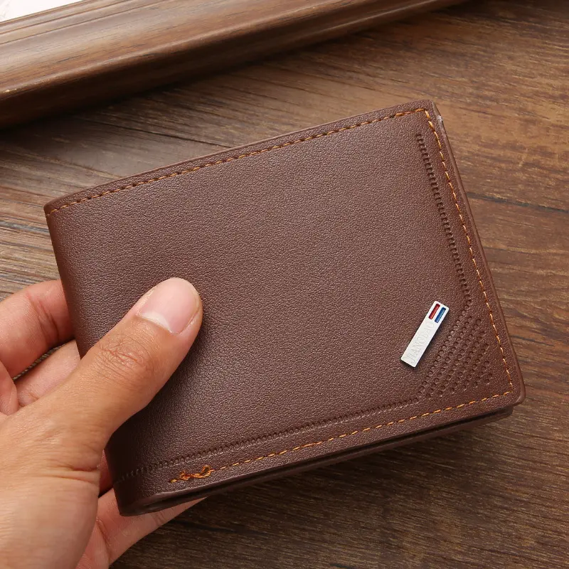 Nouveau portefeuille souple pour hommes jeune design horizontal d'affaires à la mode avec grande capacité multi-cartes étanche et fermeture ouverte