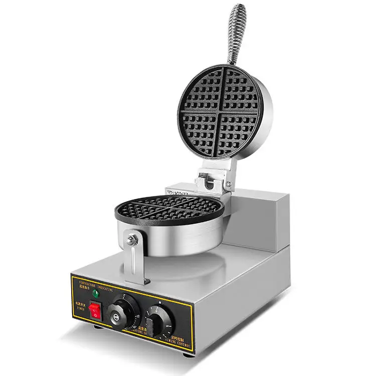Wholesale mini round heat single waffle maker commercial electric egg waffle maker machine industrial waffle maker