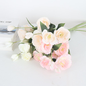 ดอกลิเซียนธัสประดิษฐ์สีขาวครีม สีชมพูแชมเปญ ดอกไม้ผ้าไหม ก้านเดี่ยว สำหรับตกแต่งงานแต่งงานและบ้าน - Product Image 1