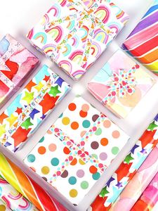 Papier de soie d'art multicolore jetable en gros, enduit, 80g, pour anniversaire, 43*300cm, emballage cadeau de luxe, papier d'emballage personnalisé - Product Image 4