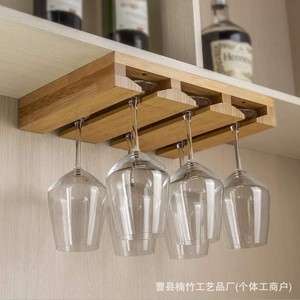 Support mural rectangulaire minimaliste en bois pour verres à vin, rangement pour cuisine et bar, idéal pour les fêtes - Product Image 1