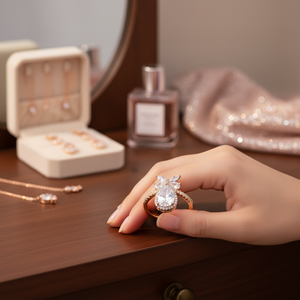 CZ anelli in resina placcata oro rosa regolabili alla moda apertura intarsio forma numero - Product Image 3