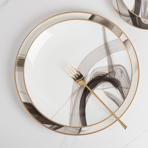Wholesale Gold Rim Bone China <strong>Marble</strong> <strong>Dinnerware</strong> <strong>Sets</strong> Plates for Dinner - Product Image 2