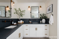 2023 Dorene marbre haut bleu couleur MDF laque pas cher Shaker porte sol debout salle de bain vanité avec lavabo et miroir