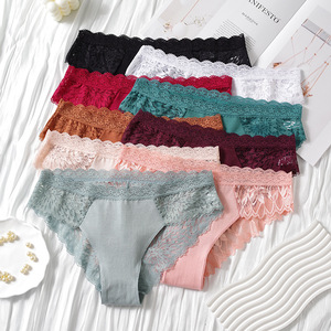 Russian-style Womens Lace-patchwork Embroidered Low-rise Panties Comfortable Breathable Seamless French-inspired Hollowed-out - Product Image 4