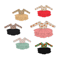 Vente en gros ODM Robe à manches longues pour bébé fille en tissu de soie de lait, imprimée sur mesure, robe tutu mignonne et élégante