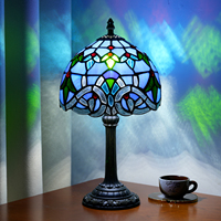   Lampe de table rétro en verre teinté, alimentation secteur, pour salon, design baroque bleu, lampe de chevet, lampe de bureau, lumière décorative de nuit