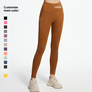 Legging de sport athlétique taille haute pour femme, séchage rapide, effet ventre plat, logo personnalisé, couleur unie, pour le jogging et le yoga - Product Image 5