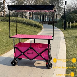 Carrito Plegable con Dimensiones <span class=keywords><strong>de</strong></span> 110x60x60 cm, Mesa Grande, Toldo, Capacidad <span class=keywords><strong>de</strong></span> Carga <span class=keywords><strong>de</strong></span> 200 kg, para <span class=keywords><strong>Camping</strong></span> y Servicio <span class=keywords><strong>de</strong></span> Comida - Product Image 1