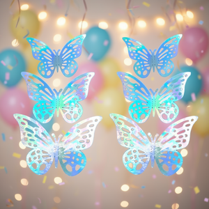 Mariposas Decorativas Plateadas, 6 Piezas, Decoración para Fiestas, 12 Piezas por Bolsa - Product Image 3