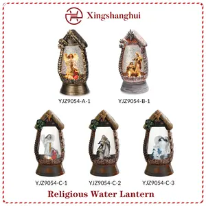 Superventas Artificial Vintage Santo religioso brillante decoración del hogar adorno de Navidad diosa de hadas luz LED brillo linterna de agua