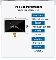 Módulo de Pantalla LCD TFT de Fábrica de 10.1 Pulgadas 1024*400, Pantalla LCD TFT en Stock, 4.3", 5", 7", 10.1", 13.3", 15.6", 17 Pulgadas