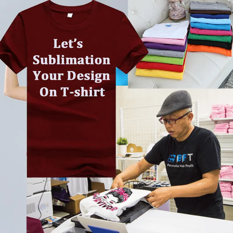 T-shirt vuota di marca con Logo stampato gratuito t-shirt a maniche corte da uomo in tessuto 35% cotone/65% poliestere traspirante