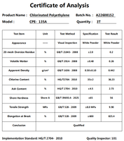 Poudre de polyéthylène chloré CPE 135A de qualité industrielle, modificateur d'impact PVC stable pour matériaux de décoration plastique d'intérieur