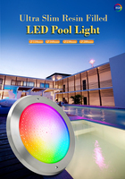 Projecteur LED RGB étanche 35W IP68 12V DC de haute qualité pour piscine, ultra-mince, rempli de résine, en acier inoxydable 316, avec télécommande