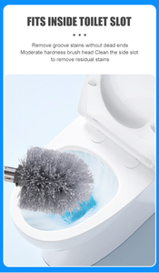 Ensemble de brosses de toilette en PP à poils épais, auto-séchantes, réutilisables, avec base trapézoïdale, pour le nettoyage et le détartrage des rainures, rotation à 360° - Product Image 6