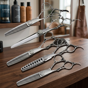 <b>Left</b> <b>Handed</b> Professional Barber <b>Scissors</b> Set Stainless Steel 440C Hair Cutting Thinning Shear Kit - Product Image 1