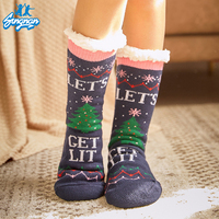 Chaussettes d'hiver en acrylique pour Noël, antidérapantes, tricotées, unisexes, chaussettes de sol, chaussettes de dessin animé personnalisées, taille unique, chaussettes mi-mollet