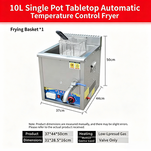Friteuse à gaz professionnelle à contrôle thermostatique en acier inoxydable avec panier 10L pour poulet frit, frites et snack-bars - Product Image 5