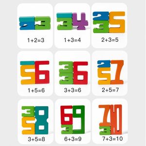 Early Educational Balance Wood] 1-10 Stacking Montessori Wooden Number <b>Building</b> <b>Blocks</b> Toys - Product Image 5