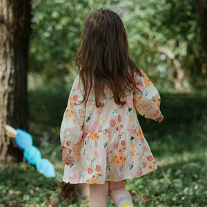 Vestido Camisero de Manga Larga para Niñas, Lindo Estampado de Hongos y Música, Cuello <span class=keywords><strong>Peter</strong></span> <span class=keywords><strong>Pan</strong></span>, Vestidos Casuales de Algodón para Niñas de 2 a 7 Años - Product Image 2