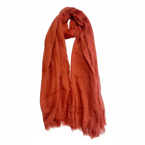 ผ้าพันคอแองเจลิน่า 90x180 ซม. ผ้ากำมะหยี่ริงค์เวลเวทสีคาราเมลแบบยับสุญญากาศ - Product Image 1