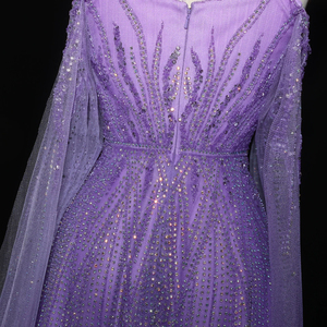 Vestido <span class=keywords><strong>de</strong></span> Noche Morado Jancember XD024 con Tirantes Finos, Vestido <span class=keywords><strong>de</strong></span> Gala con Cuentas, Corte en A, Vestido <span class=keywords><strong>de</strong></span> <span class=keywords><strong>Fiesta</strong></span> <span class=keywords><strong>de</strong></span> Cuento <span class=keywords><strong>de</strong></span> Hadas - Product Image 6