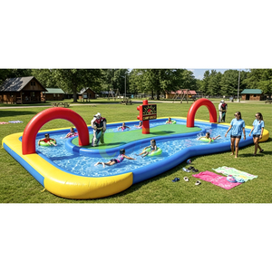 Attrezzatura per Parco Acquatico Esterno, Piscina Gonfiabile Gigante Portatile con <span class=keywords><strong>Fiume</strong></span> Lento per Giardino e Feste in Campeggio - Product Image 1