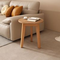 Table basse ronde moderne en bois massif nordique durable pour salon, table d'appoint de canapé, utilisation sur balcon