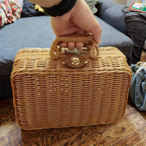 Hộp đựng đồ bằng nhựa giả mây bán chạy, kiểu vali xách tay, phong cách cổ điển, thích hợp cho dã ngoại, du lịch, đựng quần áo, nhà cung cấp hộp đựng đồ - Product Image 5