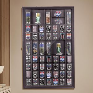 New Design Wholesale 70 Slot Shot Display Case Removable Giant Whiskey Cup Shadow Box Frame with UV Protection Acrylic Door - Product Image 1