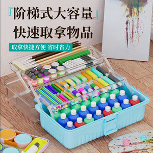 Baolian – boîte à outils artistiques, boîte de rangement transparente à 3 couches pour fournitures de peinture pour étudiants, étui d'organisation multifonctionnel - Product Image 2