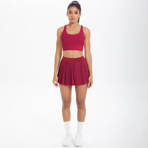 2件套女式十字背文胸和臀部提升内置短裤户外裙透气户外瑜伽套装 - Product Image 6