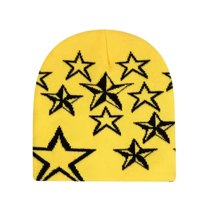 Gorro de punto grueso sin borde unisex con estrella de cinco puntas jacquard, diseño en relieve y bordado de lentejuelas, ideal para el frío. Venta al por mayor. - Product Image 4
