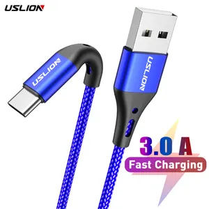 USLION 0.5M 1M 2M 3M 3A USB C快速充电手机数据线手机快速充电Usb数据线C型电缆