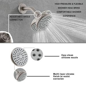 DB 6-Inch Brushed Nickel <b>Shower</b> Faucet with Tub Spout Combo <b>Bathroom</b> <b>Sets</b> - Product Image 6