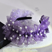 YouLaPan – couvre-chef de mariée à la mode pour femmes, bandeau de mariage en organza avec perles faites à la main et paillettes violettes, YXA90