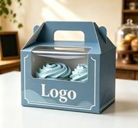 Boîte à gâteau carrée personnalisée, écologique, biodégradable, recyclable, 6 pouces, avec fenêtre transparente et poignée, en carton alimentaire pour anniversaire