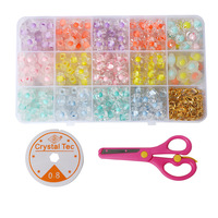 Kit de fabrication de bijoux en perles acryliques DIY avec ciseaux et fermoirs mousquetons, ensemble de perles artisanales florales colorées pour la création de bracelets