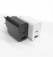 Chargeur rapide GaN PD 20W Type-A+C avec prise EU, QC3.0, design écologique pour ordinateur portable et téléphone portable