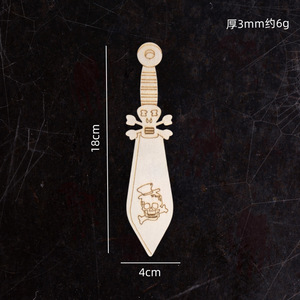 Kayu grafiti bajak laut kayu kreatif pisau liontin DIY anak-anak ditarik tangan mewarnai alat peraga mainan anak-anak Diy seni dan kerajinan Set - Product Image 5