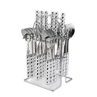 Ensemble de couverts créatifs en acier inoxydable 24 pièces, finition miroir, durables, avec support pour 6 personnes, pour la maison et les mariages