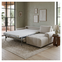 Sofá Cama Convertible en Forma de L de Tela Moderna para Villa de Lujo con Colchón Plegable y Almacenamiento para Apartamento