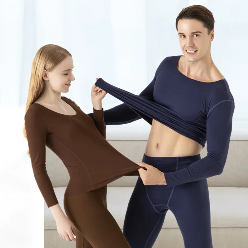 2022 New Design Parents S-XXL Slim Warm Underwear Sets Low Neck With Fleece Underwear Suits Thermal Underwear For Cold Winter