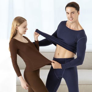 2022 Neues Design Eltern S-XXL schlanke warme Unterwäsche-Sets mit niedrigem Hals und Fleece-Unterwäsche-Anzügen Thermo-Unterwäsche für den kalten Winter - Product Image 1