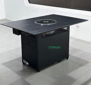 <span class=keywords><strong>Table</strong></span> ronde de restauration commerciale <span class=keywords><strong>avec</strong></span> plaque de roche intégrée, marbre, cuisinière à gaz et cuisinière à induction - Product Image 2