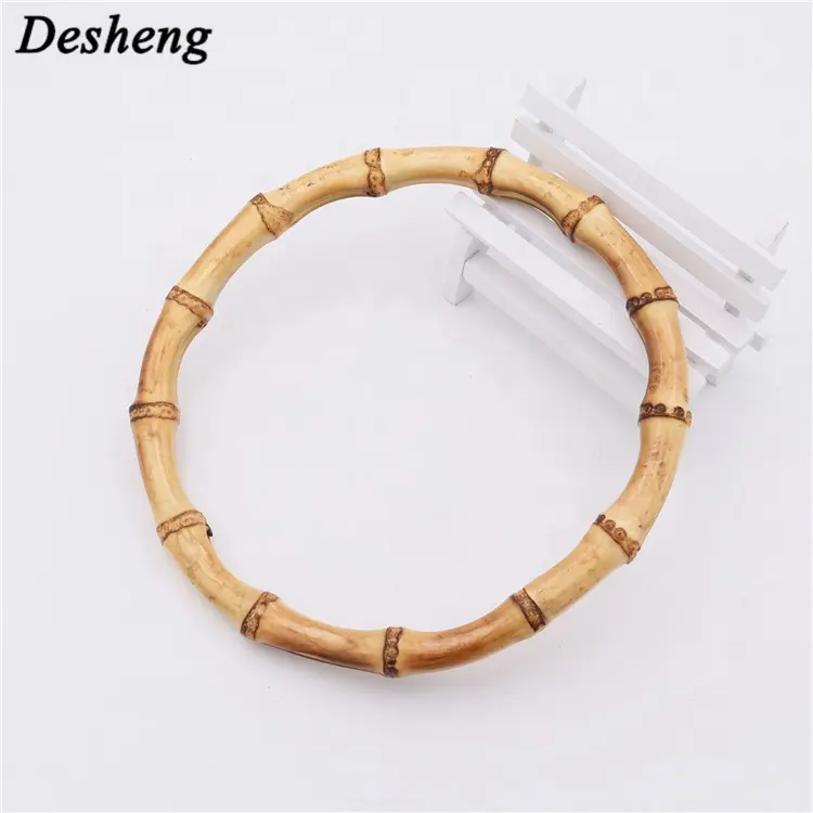 Handmade bamboo handle for women purse handbag round natural vintage bags hardware ring parts