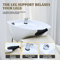 Chaise de lavage électrique 2-en-1 inclinable pour salon, avec bac à shampoing en céramique et fonction de massage par vibration